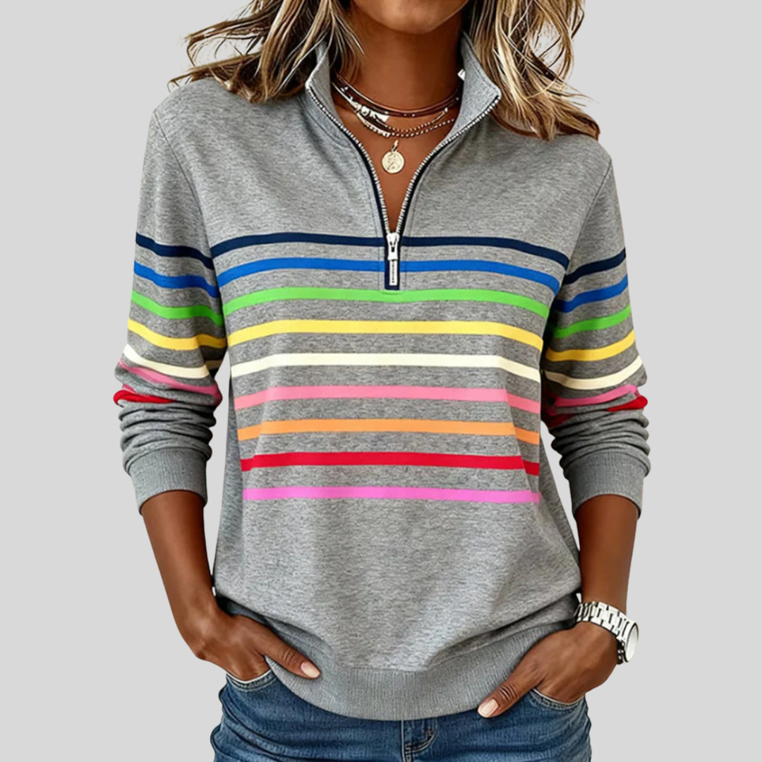 Prismette – sweat-shirt rayé à col zippé pour femme