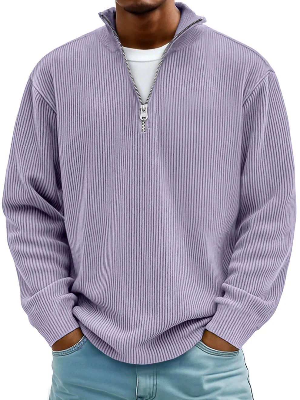 Étienne | Pull demi-zip en maille côtelée