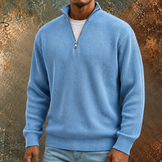 Laurent – pull col montant demi-zippé pour homme