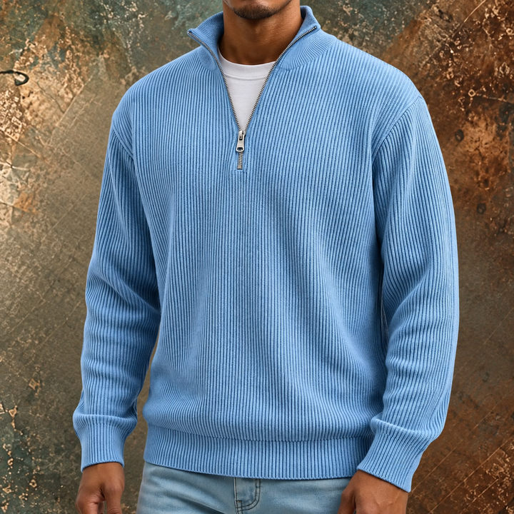 Laurent – pull col montant demi-zippé pour homme