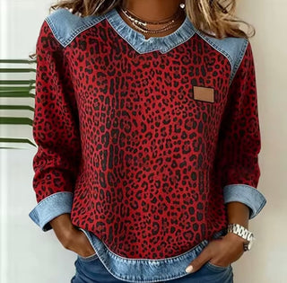 Hollyn | Pull imprimé léopard à col en jean