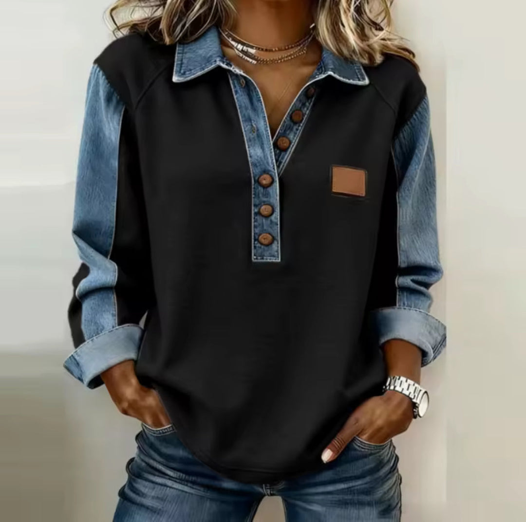 Voxanne | Pull à col en jean