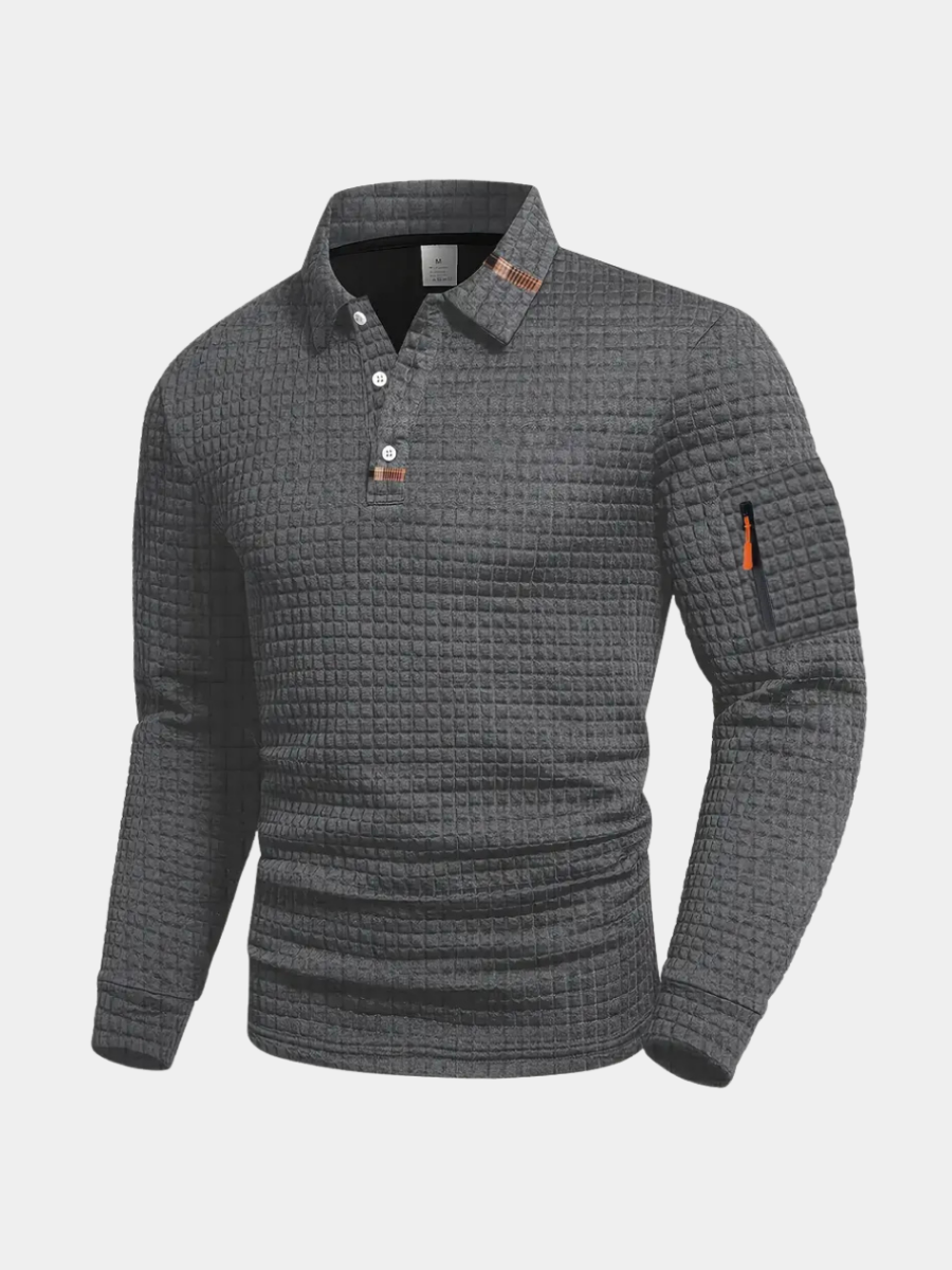 Quentin – polo texturé à manches longues pour homme