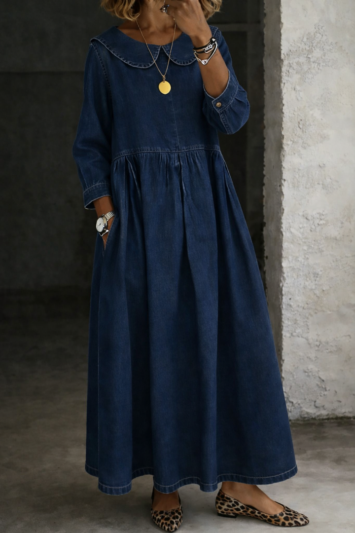 Albane | Robe en jean à col Claudine