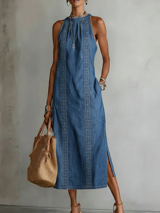 Julia – robe en jean à détails en dentelle pour femme