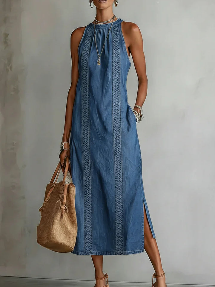 Julia – robe en jean à détails en dentelle pour femme
