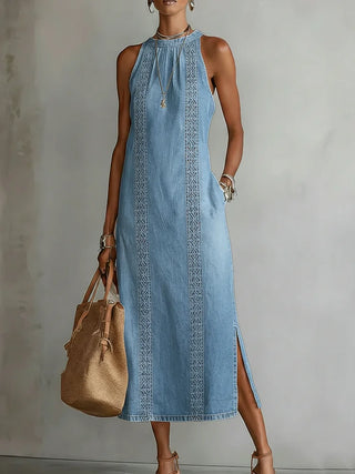 Julia | Robe en jean à détails en dentelle