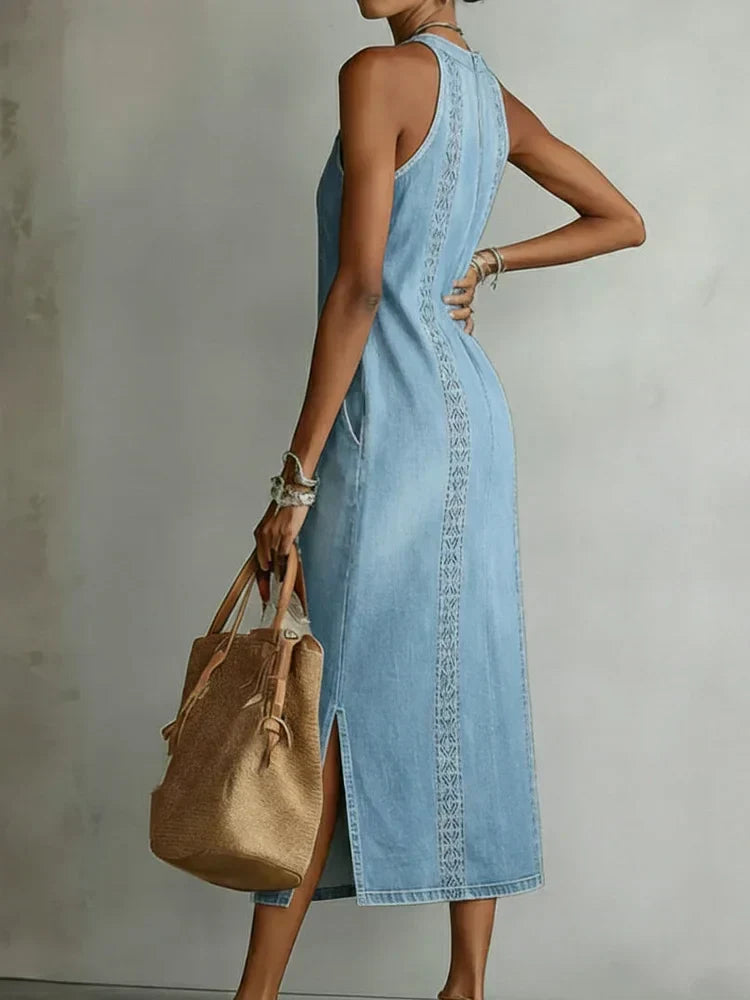 Julia | Robe en jean à détails en dentelle