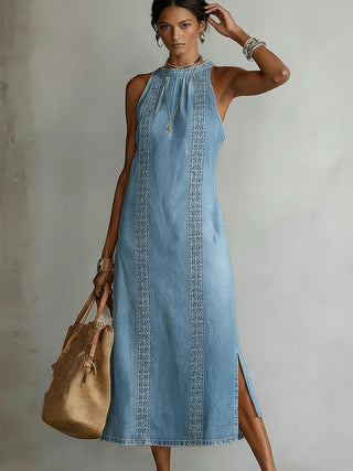Julia | Robe en jean à détails en dentelle