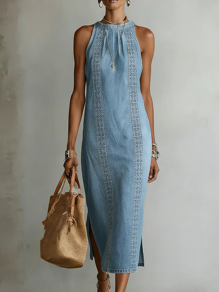 Julia | Robe en jean à détails en dentelle