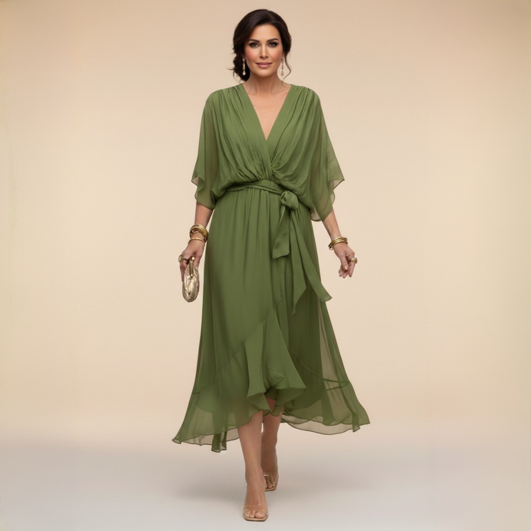 Marta – robe en mousseline à col V pour femme