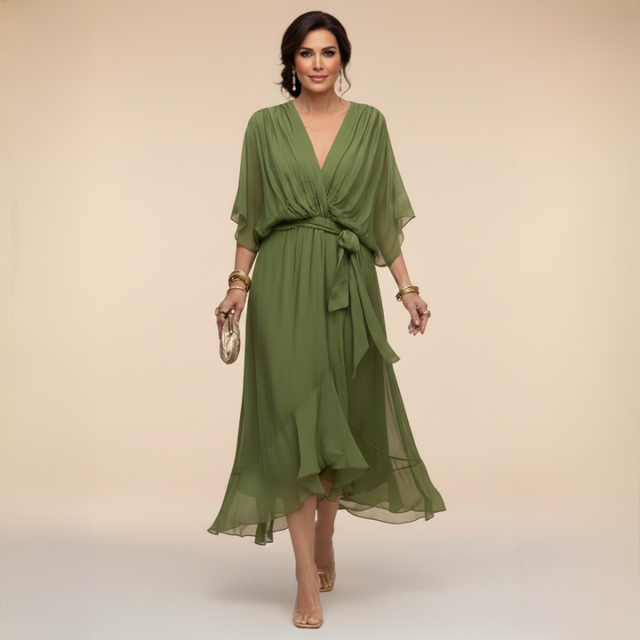 Marta – robe en mousseline à col V pour femme